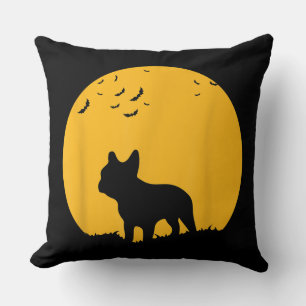 Fransk Bulldog Måne Halloween-inspirerad design Kudde