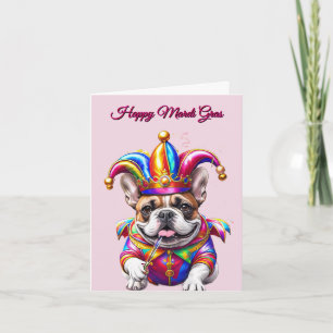 Fransk Bulldog Mardi Gras French Bulldog Helgkort