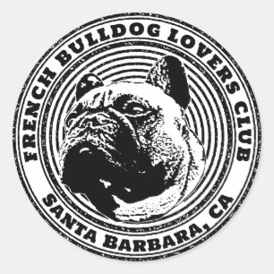 Fransk-bulldog-märke med Text Fält Runt Klistermärke