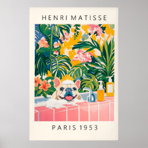 Fransk Bulldog Matisse Konsttryck Rolig Badrum Poster