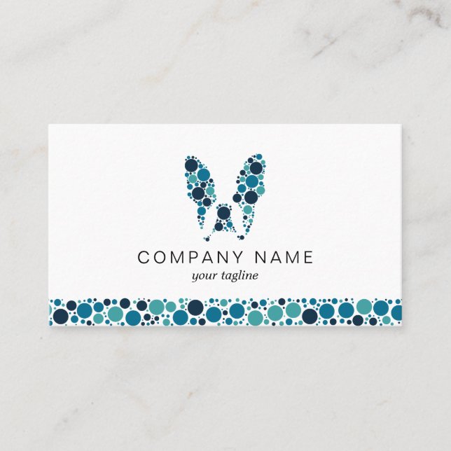 Fransk Bulldog med blå cirklar Visitkort (Framsida)