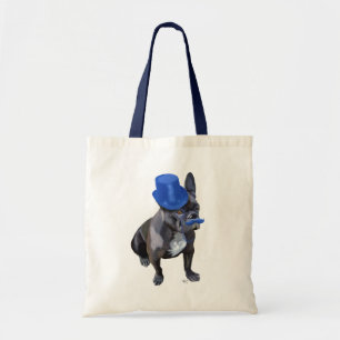 Fransk Bulldog med blå Top hat och mustache Tygkasse