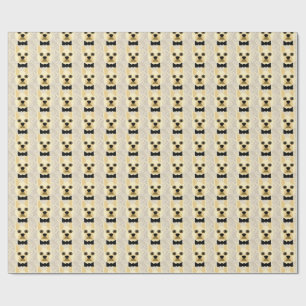 Fransk Bulldog med Bowtie, Herringbone Beige Presentpapper