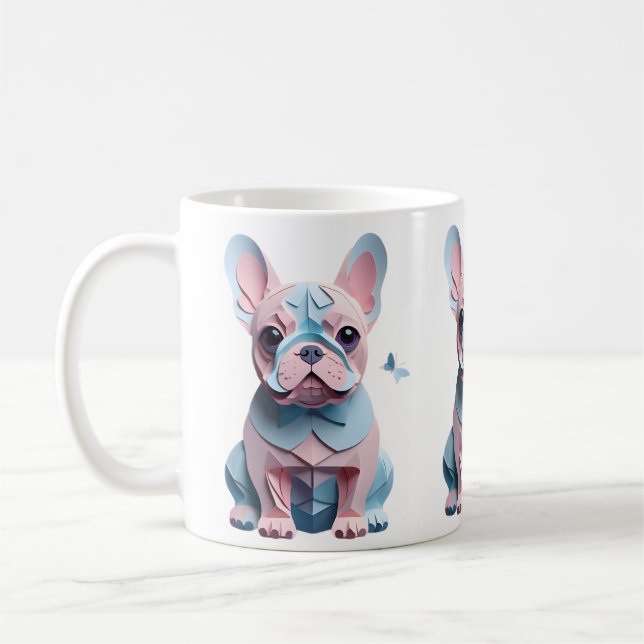 Fransk Bulldog med Butterfly Papper CEG Art Kaffemugg (Vänster)