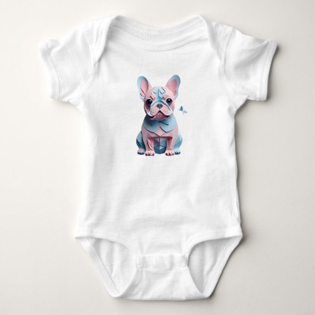 Fransk Bulldog med Butterfly Papper CEG Art T Shirt (Framsida)