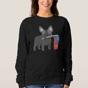 Fransk Bulldog med Flagga 4 juli Fransk Bul T Shirt