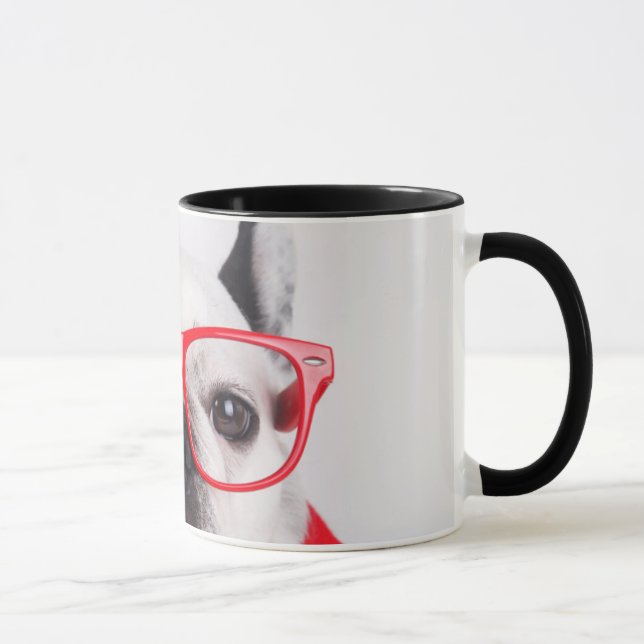Fransk Bulldog med glasögon och Shirt Mugg (Höger)