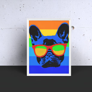 Fransk bulldog med glasögon Pop art stil Poster