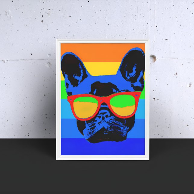 Fransk bulldog med glasögon Pop art stil Poster (Skapare uppladdad)