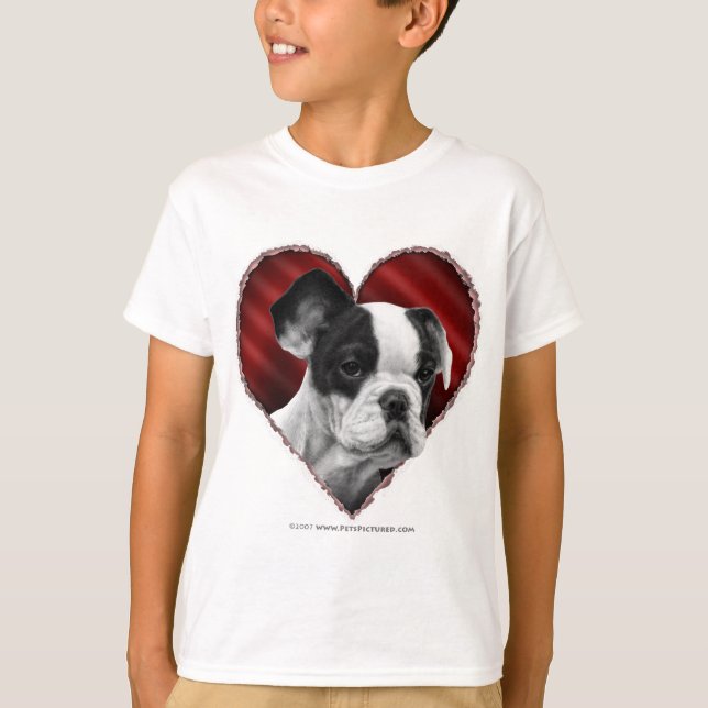 Fransk Bulldog med hjärta Tee (Framsida)