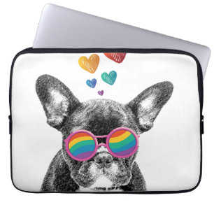 Fransk Bulldog med Hjärtan Alla Hjärtans Dag Laptop Fodral