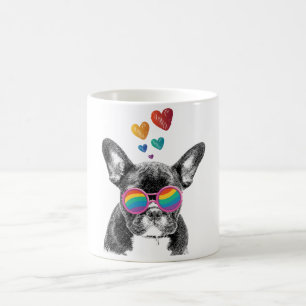 Fransk Bulldog med hjärtans hjärtans dag Kaffemugg