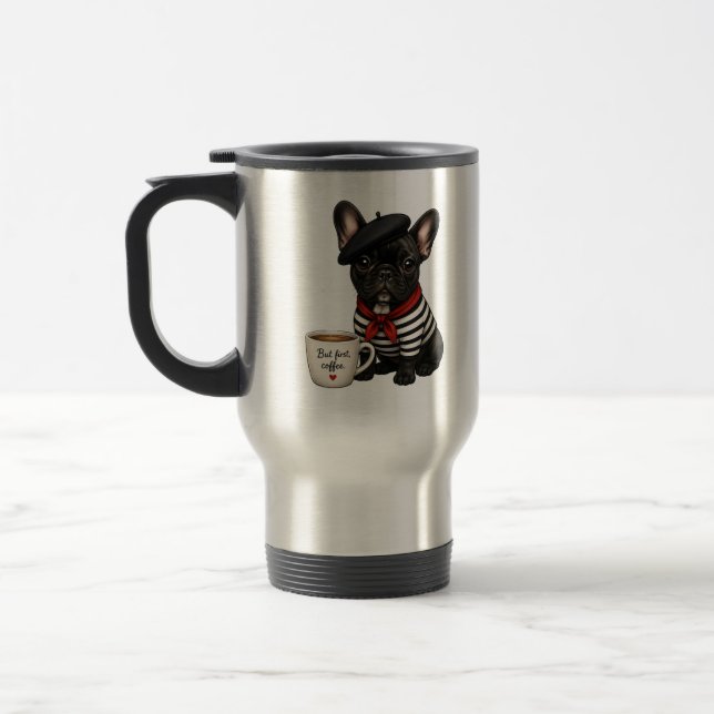 Fransk Bulldog med kaffe Resemugg (Vänster)