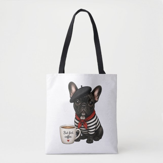 Fransk Bulldog med kaffe Tygkasse (Framsida)