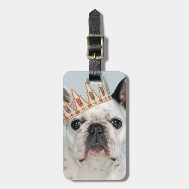 Fransk Bulldog med Krona Bagagebricka (Vertikal Framsida)