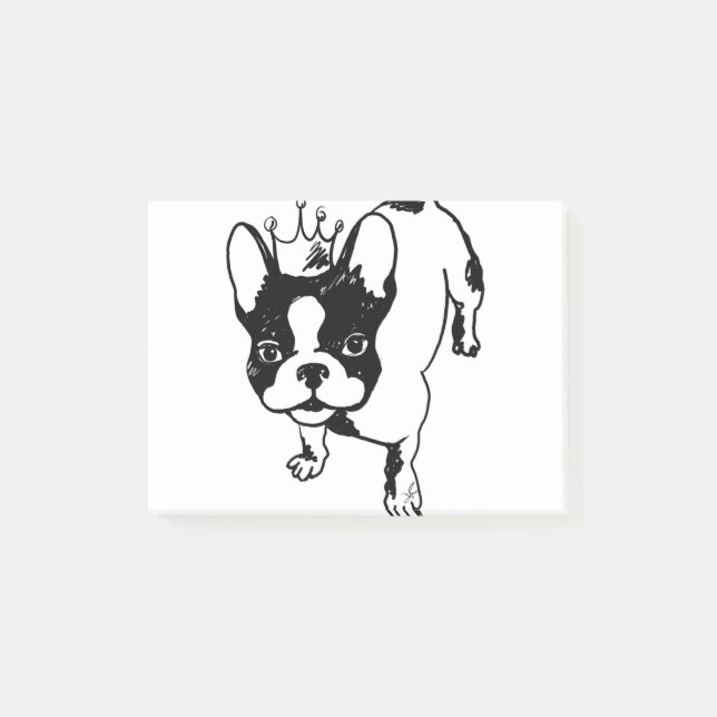 Fransk bulldog med krona post-it block (Framsida)