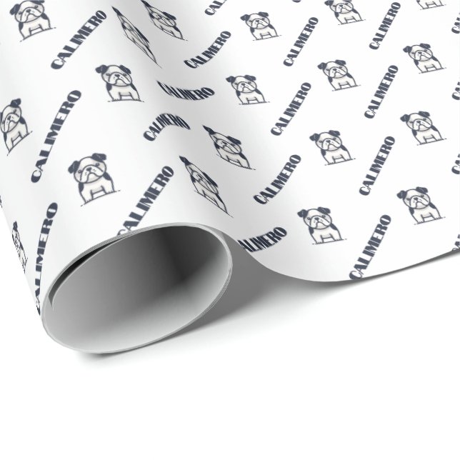 Fransk bulldog med namn Wrapping Papper Presentpapper (Rullad Hörn)