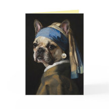 Fransk Bulldog med Pärlörhänge Välkomstkort