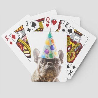 Fransk Bulldog med Party Hat Casinokort