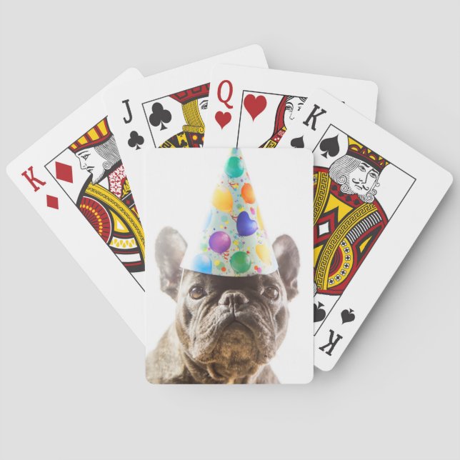 Fransk Bulldog med Party Hat Casinokort (Baksidan)