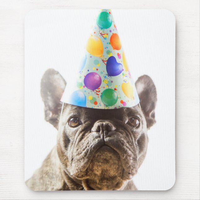 Fransk Bulldog med Party Hat Musmatta (Framsidan)