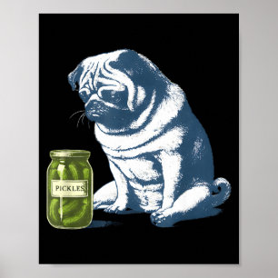Fransk bulldog med pickleburk rolig meme 90-tal poster