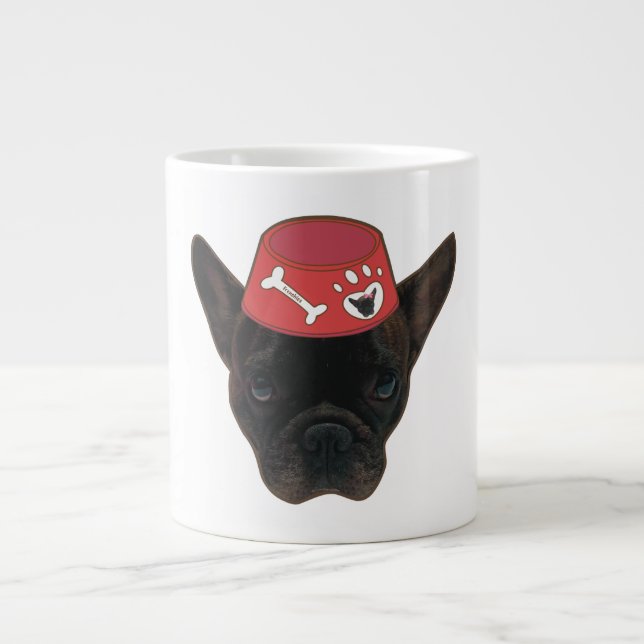 Fransk Bulldog med Red Bowl Jumbo Mugg (Framsidan)