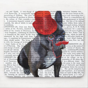 Fransk Bulldog med Red Top hat och Mustache Musmatta