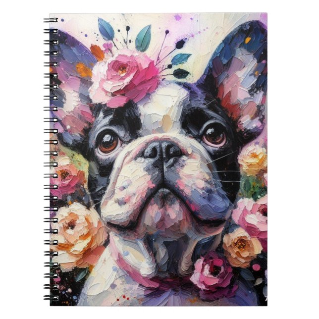 Fransk Bulldog med Ro Impressionistisk målning Anteckningsbok (Framsidan)