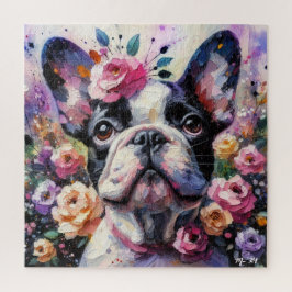 Fransk Bulldog med Ro Impressionistisk målning Pussel