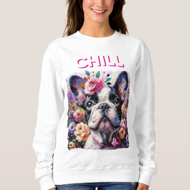 Fransk Bulldog med Ro Impressionistisk målning T Shirt (Framsida)