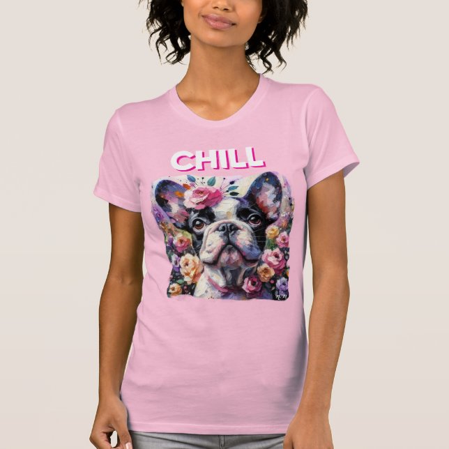 Fransk Bulldog med Ro Impressionistisk målning T Shirt (Framsida)