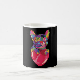 Fransk Bulldog med röd hjärtfärg Kaffemugg