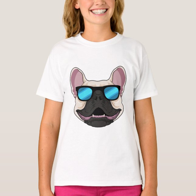 Fransk Bulldog med solglasögon T Shirt (Framsida)