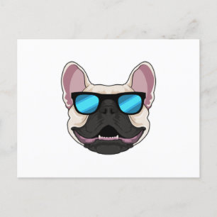 Fransk Bulldog med solglasögon Vykort