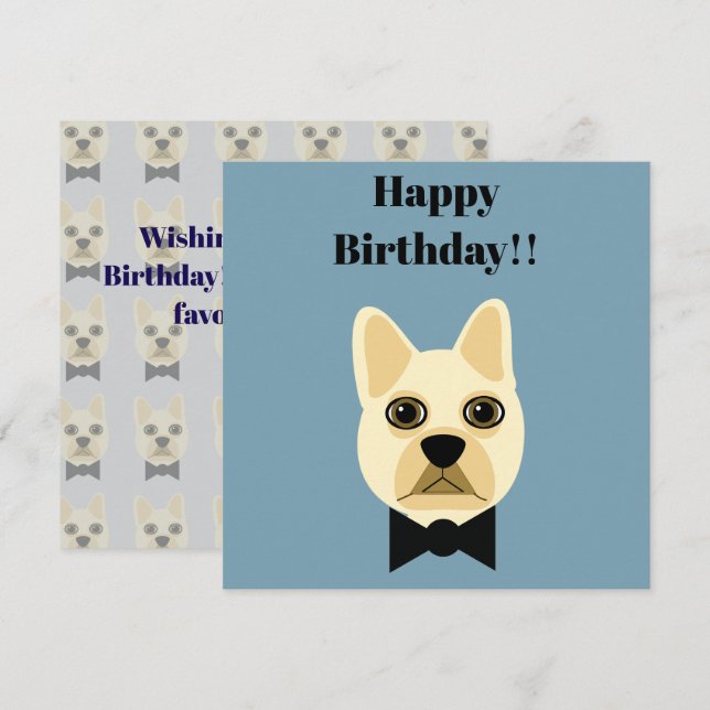 Fransk Bulldog med tarm Kort (Fram/baksida)