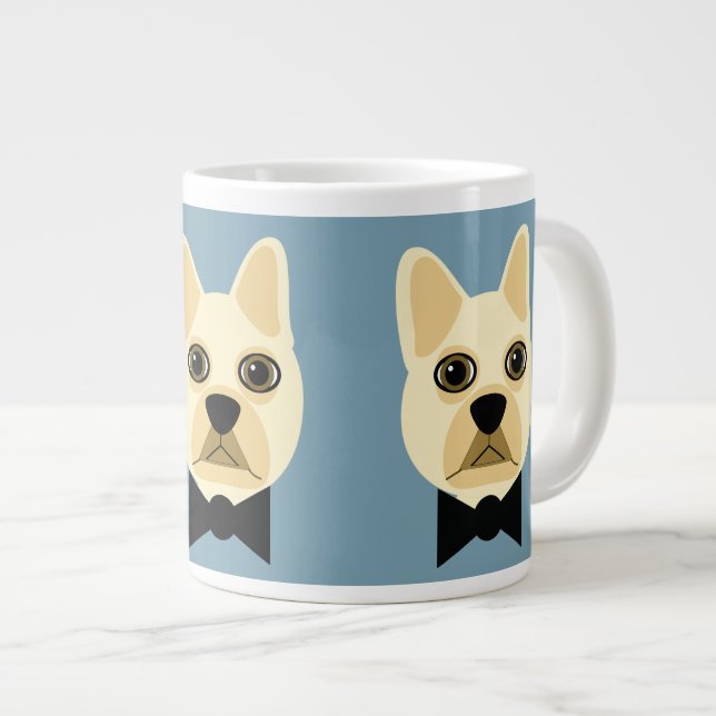 Fransk Bulldog med tarmblått Jumbo Mugg (Framsida höger)