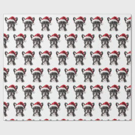 Fransk Bulldog med tomtehatt Presentpapper