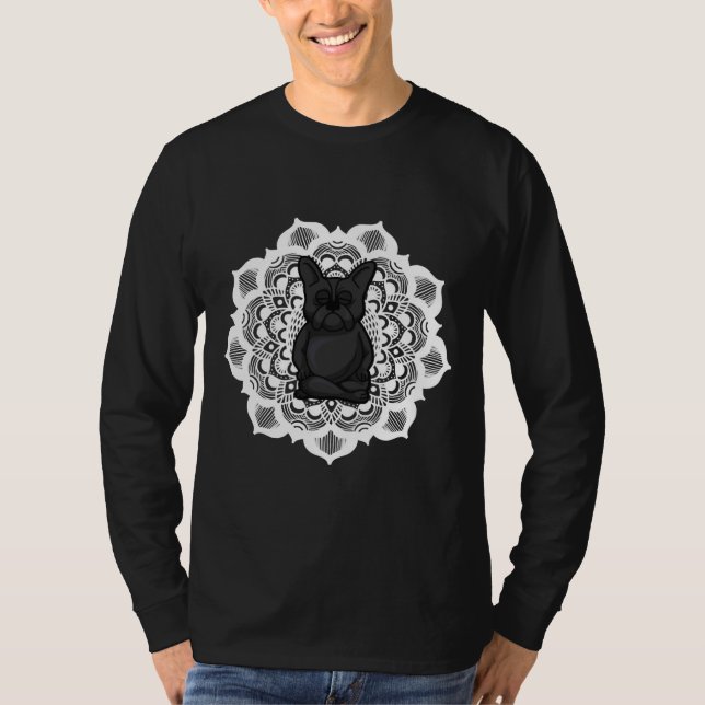 Fransk Bulldog Meditation Mandala T Shirt (Framsida)