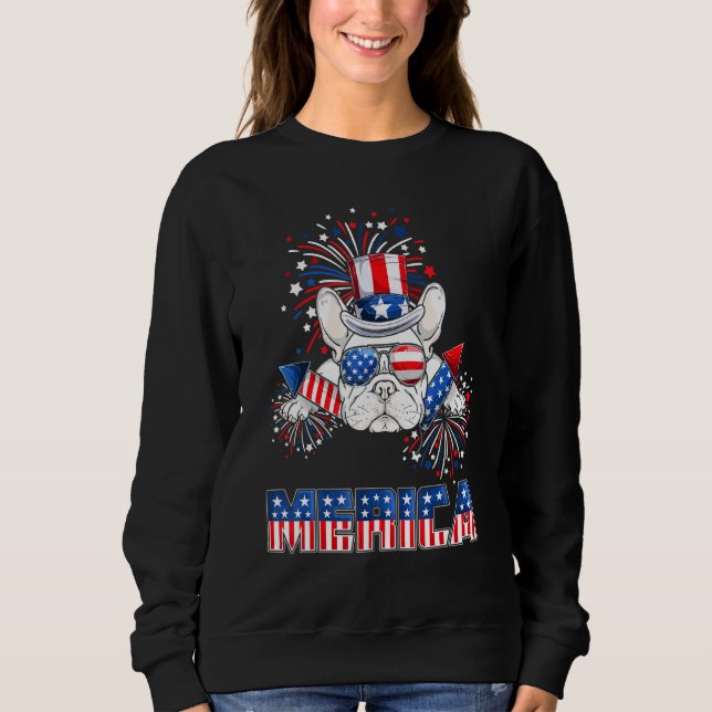 Fransk Bulldog Merica Fireworks 4:e juli Manar Boy T Shirt (Framsida)
