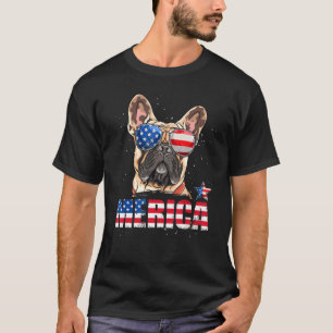 Fransk Bulldog Merica USA flagga 4:e juli Hund Val T Shirt