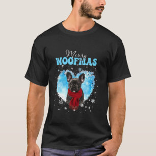 Fransk Bulldog Merry Woofmas jul Heart Winte T Shirt
