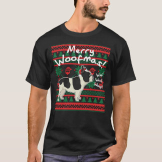 Fransk Bulldog Merry Woofmas, Ugly Jul Sweat T Shirt