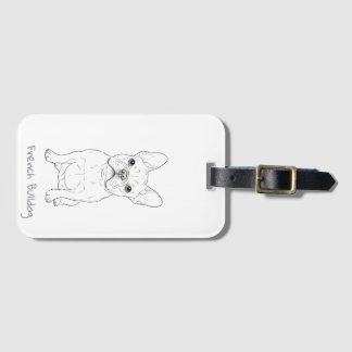 Fransk Bulldog Minimalist Linje Konst - Fram- och  Bagagebricka