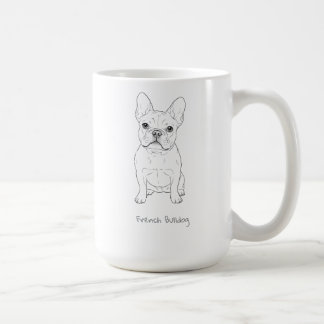 Fransk Bulldog Minimalistisk Linje Konst - Fram oc Kaffemugg