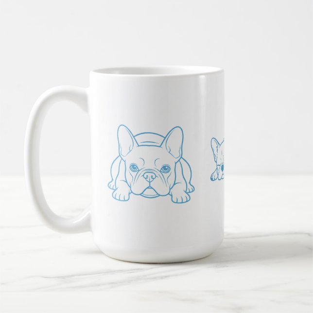 Fransk Bulldog Minimalistisk Linje Konst Kaffe Mug Kaffemugg (Vänster)