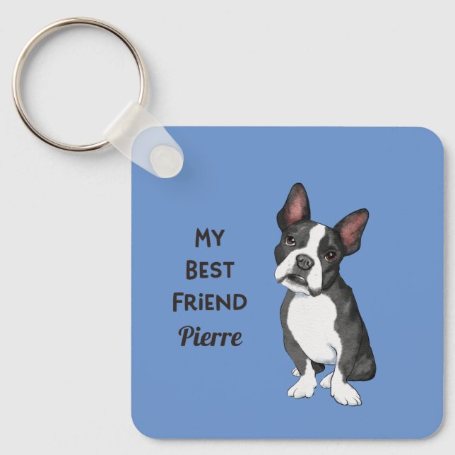 Fransk Bulldog Mitt bästa anpassade namn för vän A Nyckelring (Framsida)