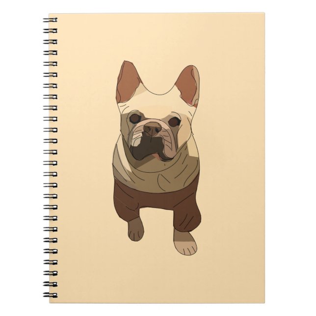 Fransk Bulldog, Mjuk Persika Anteckningsbok (Framsidan)