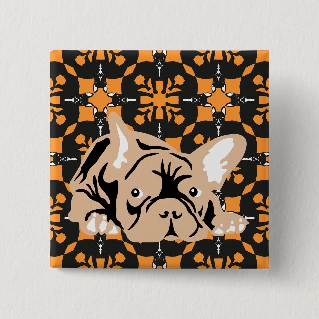 Fransk Bulldog mönster Knapp (Framsida)