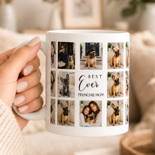 Fransk Bulldog Mor Mamma fotokollage Kaffemugg